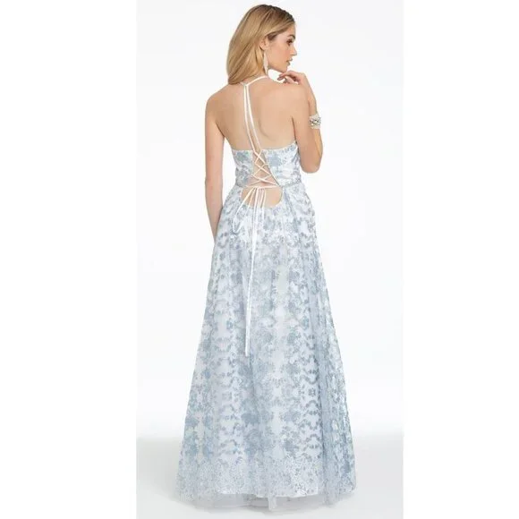 Maxi Floral Ballgown, Open Back Prom Party Dress, size 4P - Picture 2 of 8